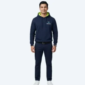 Unisex Premium "UNIVOR" Dual-Tone Corporate Hoodie – Navy Blue & Lime Green