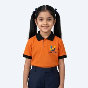 Premium Unisex Preschool Polo Uniform – Vibrant Orange & Navy
