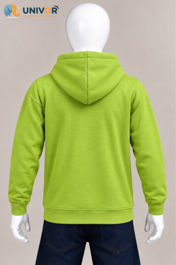 Premium Unisex Non Zipper Hooded Sweatshirt – Lime Green - Image 2