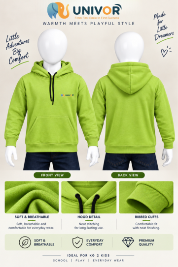 Premium Unisex Non Zipper Hooded Sweatshirt – Lime Green - Image 3