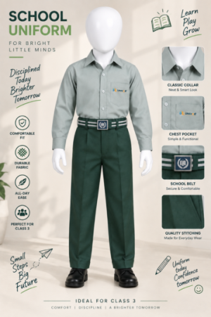 Premium Class 3 School Uniform Set – Grey & Green