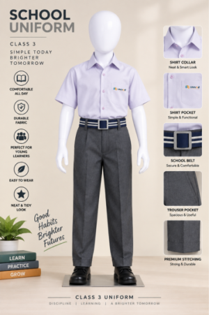 Premium School Uniform Set – White & Charcoal Grey