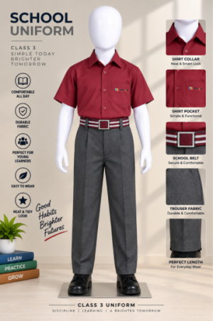 Premium School Uniform Set – Maroon & Charcoal Grey
