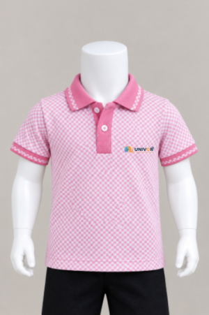 Premium Unisex Check Polo Uniform – Pink