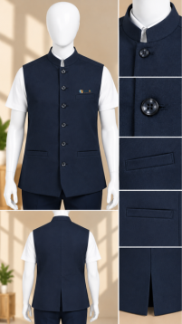 Premium Navy Mandarin Waistcoat